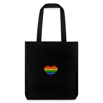 Herz - Regenbogen - Stanley/Stella recycelter Heavyweight Stoffbeutel - Schwarz - Vorne