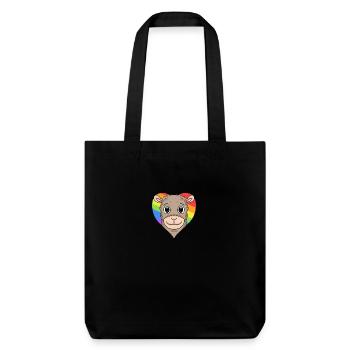 Lama Lgbt Regenbogen Farben - Stanley/Stella recycelter Heavyweight Stoffbeutel - Schwarz - Vorne