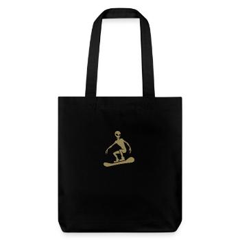 Minimalistisches Design: Alien Snowboarder - Stanley/Stella recycelter Heavyweight Stoffbeutel - Schwarz - Vorne