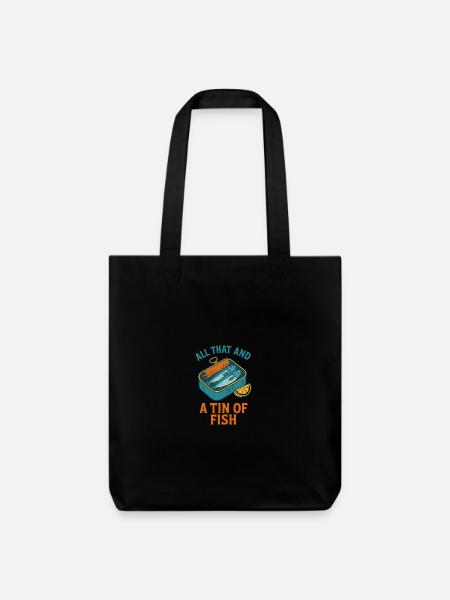 Retro Sardine Slice – Summer Pop - Stanley/Stella recycelter Heavyweight Stoffbeutel - Schwarz