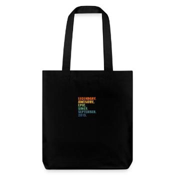 8th Birthday, September 2015, 8 Year Anniversary - Stanley/Stella Heavyweight Recycled Tote Bag - black - Front