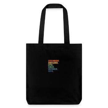 8th Birthday, October 2015, 8 Year Anniversary - Stanley/Stella Heavyweight Recycled Tote Bag - black - Front