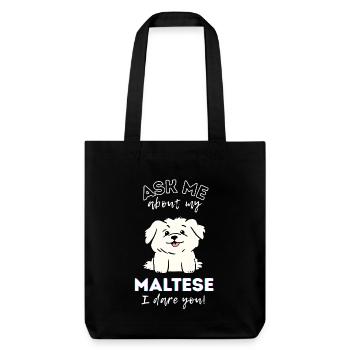 Entzückendes maltesisches Welpendesign – süßer Cartoon-Hund - Stanley/Stella recycelter Heavyweight Stoffbeutel - Schwarz - Vorne