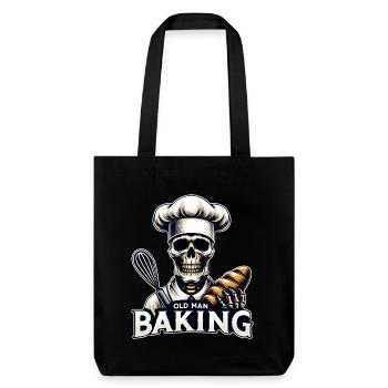 Old Man Baking Skull mit Bäckermütze backt Brot - Stanley/Stella recycelter Heavyweight Stoffbeutel - Schwarz - Vorne
