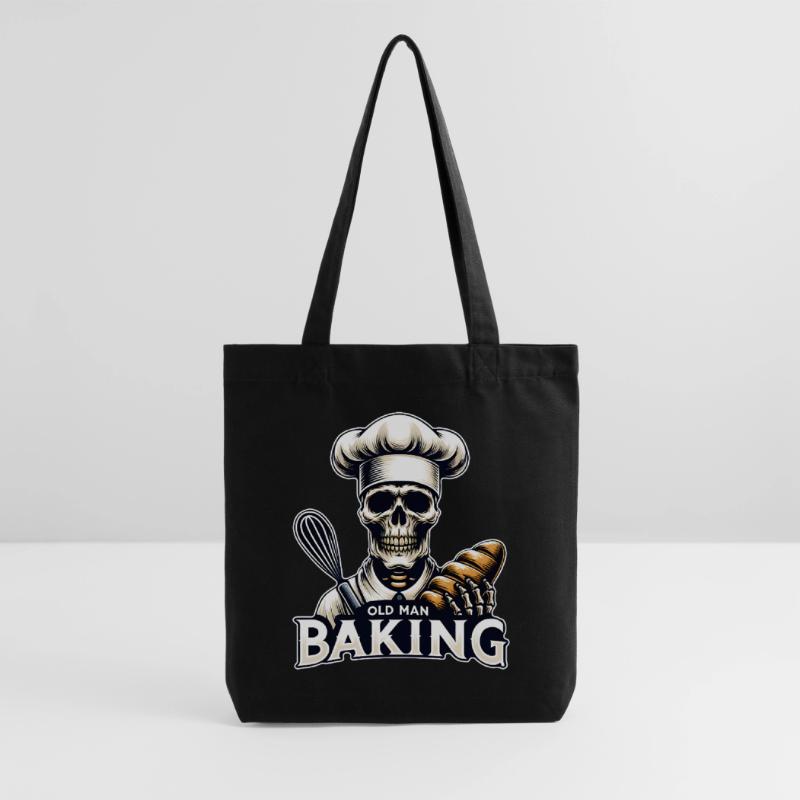 Old Man Baking Skull with Baker's Hat Baking Bread Stanley/Stella Heavyweight Recycled Tote Bag