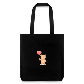 Tender Bear with Heart Balloon - Stanley/Stella Heavyweight Recycled Tote Bag - black - Front