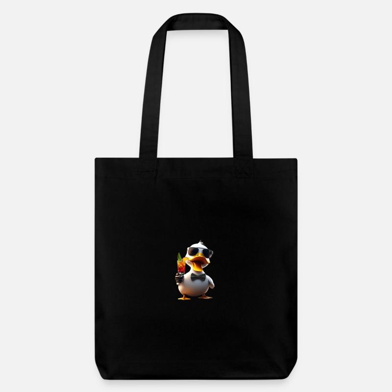 Cocktail-Ente mit Sonnenbrille - Stanley/Stella recycelter Heavyweight Stoffbeutel - Schwarz