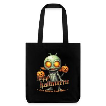 Alien with pumpkin heads Halloween - Stanley/Stella Heavyweight Recycled Tote Bag - black - Front