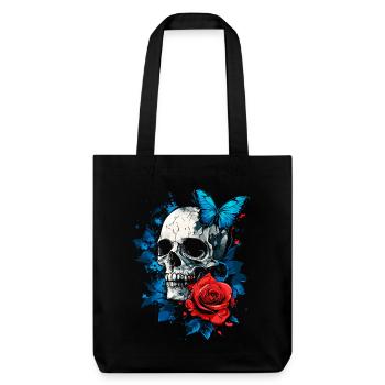 Skull Skull Butterfly Rose Flower - Stanley/Stella Heavyweight Recycled Tote Bag - black - Front
