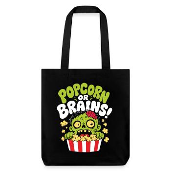 Popcorn Or Brains Zombie Horror - Stanley/Stella Heavyweight Recycled Tote Bag - black - Front