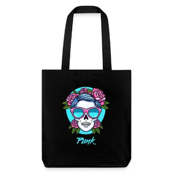 Crâne punk et roses - Tote bag épais recyclé Stanley/Stella - noir - Devant