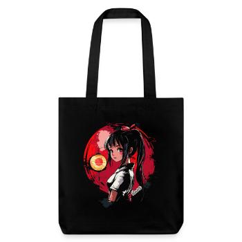 Dessin animé japonais fille lune rouge et lanterne - Tote bag épais recyclé Stanley/Stella - noir - Devant