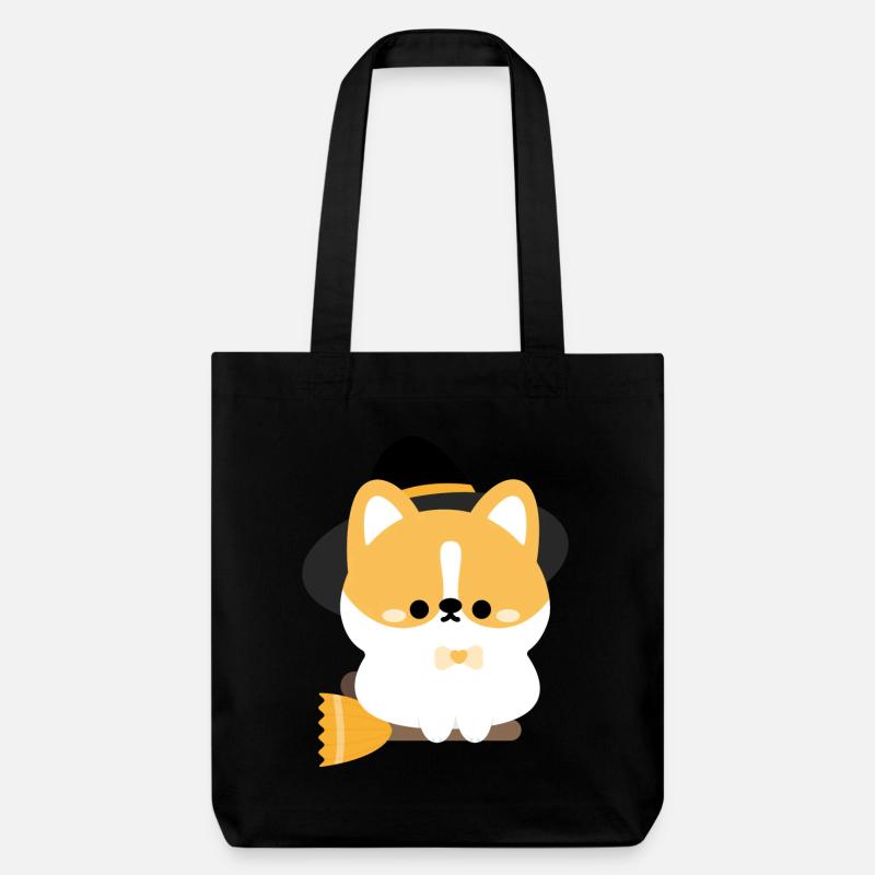 Corgi Hexe - Stanley/Stella recycelter Heavyweight Stoffbeutel - Schwarz