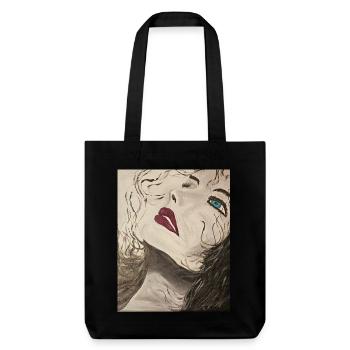 Expressionist Portrait with Blue Gaze - Stanley/Stella Heavyweight Recycled Tote Bag - black - Front