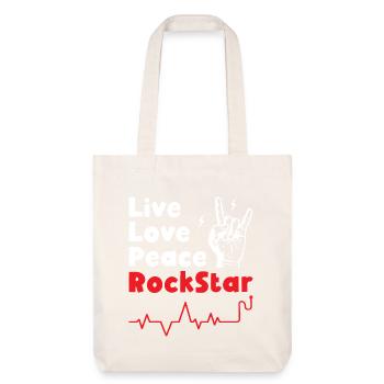 Vivre Amour Paix Rockstars - Tote bag épais recyclé Stanley/Stella - blanc cassé - Devant