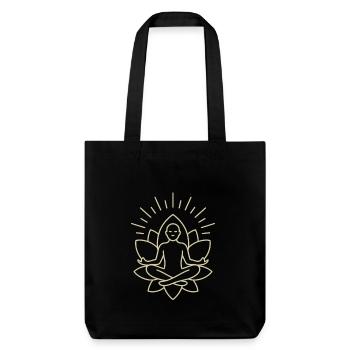 Meditation Lotus Figur Spirituell Line Art - Stanley/Stella recycelter Heavyweight Stoffbeutel - Schwarz - Vorne