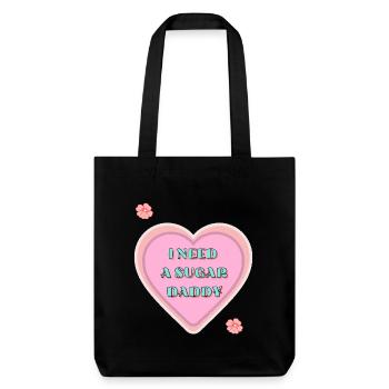 Freches Herz Sugar Daddy mit Statement - Stanley/Stella recycelter Heavyweight Stoffbeutel - Schwarz - Vorne