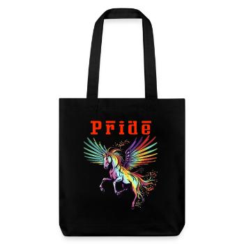 Fahre mit Stolz Majestätischer Regenbogen Pegasus Blutrot - Stanley/Stella recycelter Heavyweight Stoffbeutel - Schwarz - Vorne