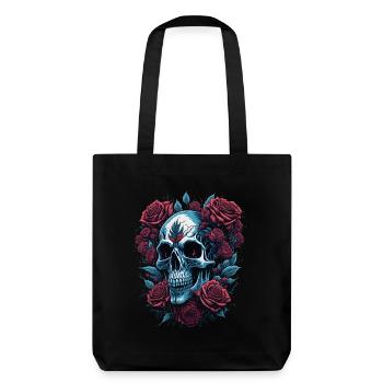 Skull with roses flowers - Stanley/Stella Heavyweight Recycled Tote Bag - black - Back