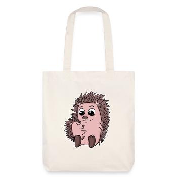 Igel Familie - Igel mit Baby - Igel Motiv - Stanley/Stella recycelter Heavyweight Stoffbeutel - Naturweiß - Hinten
