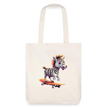 Zebra auf Skateboard - Dynamisches Design - Stanley/Stella recycelter Heavyweight Stoffbeutel - Naturweiß - Hinten