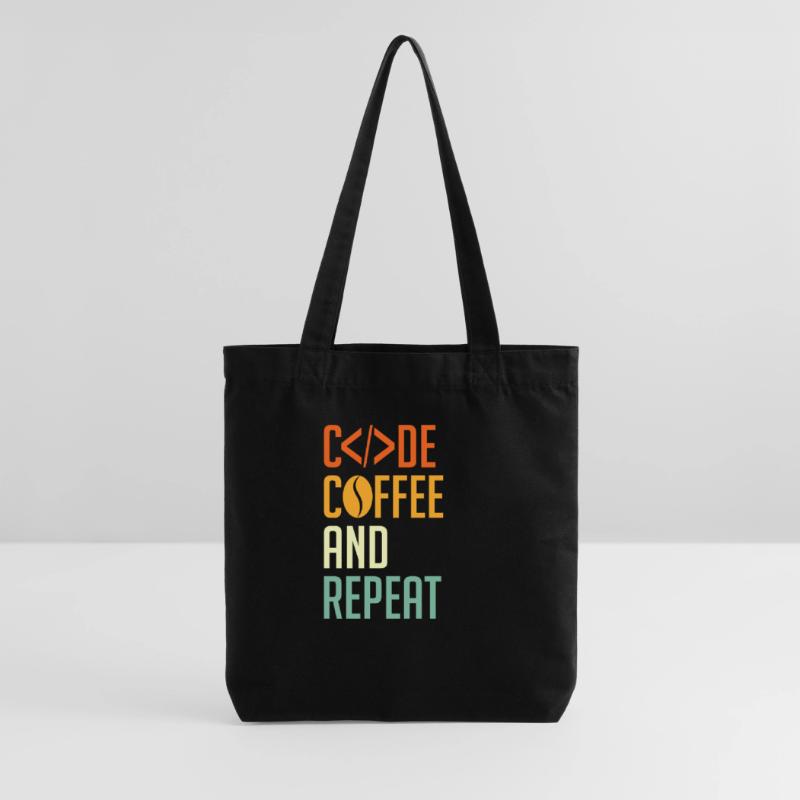 Codeur Spruch Code Café et Répéter Tote bag épais recyclé Stanley/Stella