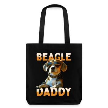 Beagle Daddy Hunde Papa Vatertag Vater Beagle Dad - Stanley/Stella recycelter Heavyweight Stoffbeutel - Schwarz - Hinten