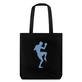 Boxer-Silhouette, Kraftvolles Kampfsport-Design - Stanley/Stella recycelter Heavyweight Stoffbeutel - Schwarz - Hinten