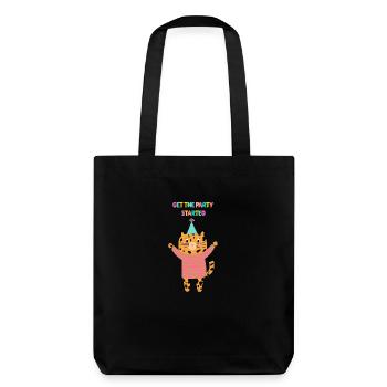 Party Tiger - Get the Party started - Geschenk - Stanley/Stella recycelter Heavyweight Stoffbeutel - Schwarz - Hinten