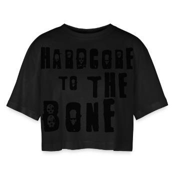 Hardcore - Frauen Oversized Cropped T-Shirt - Schwarz - Vorne - AI Model Female 172 light (172cm)