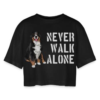 Berner Sennenhund - Frauen Oversized Cropped T-Shirt - Schwarz - Vorne - AI Model Female 172 light (172cm)