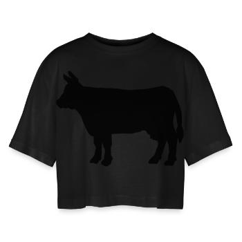 Bovin animaux - T-shirt court oversize Femme - noir - Devant - AI Model Female 172 light (172cm)