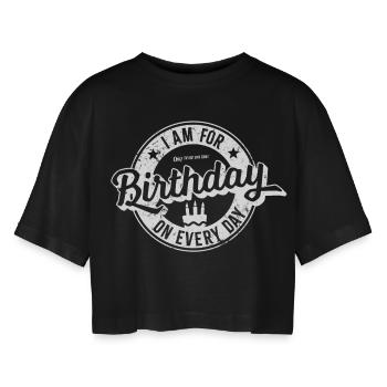 Anniversaire tous les jours - T-shirt court oversize Femme - noir - Devant - AI Model Female 172 light (172cm)