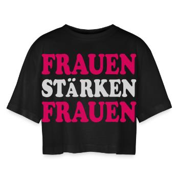 frauen stärken frauen - Frauen Oversized Cropped T-Shirt - Schwarz - Vorne - AI Model Female 172 light (172cm)