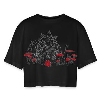 Dumb Scream of the Viking - Women’s Oversized Cropped T-Shirt - black - Front - AI Model Female 172 light (172cm)