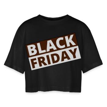 Black Friday - Frauen Oversized Cropped T-Shirt - Schwarz - Vorne - AI Model Female 172 light (172cm)