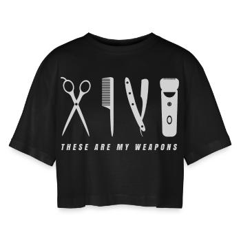 Barber Shop Barbiere Barbier shirt Geschenk Bart - Frauen Oversized Cropped T-Shirt - Schwarz - Vorne - AI Model Female 172 light (172cm)