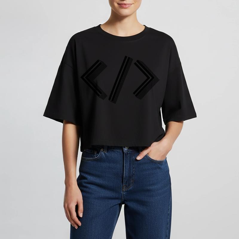Retro Bracket's - Full Stack Developer HTML XML Women’s Oversized Cropped T-Shirt