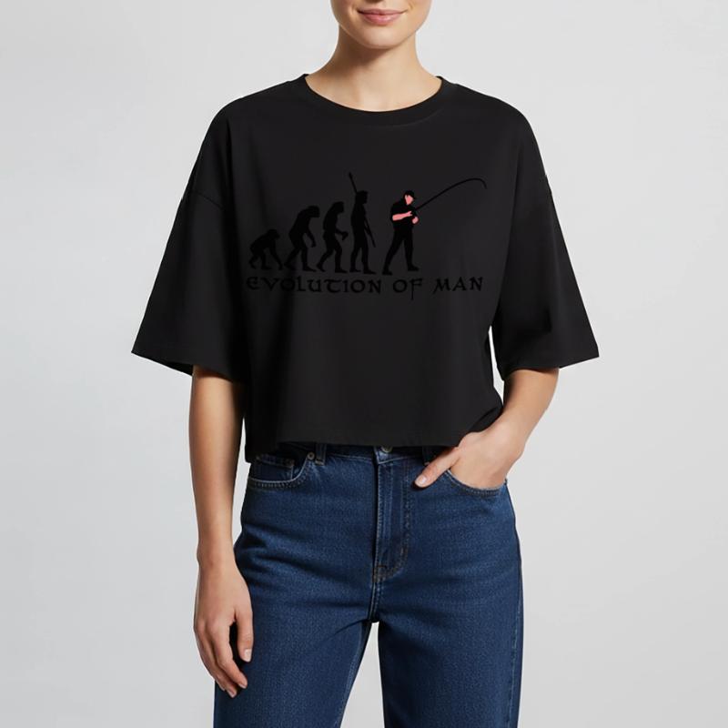 evolution_angler_b_2c Frauen Oversized Cropped T-Shirt