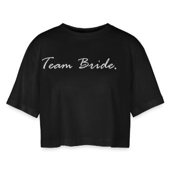 Team Bride - Women’s Oversized Cropped T-Shirt - black - Front - AI Model Female 172 light (172cm)