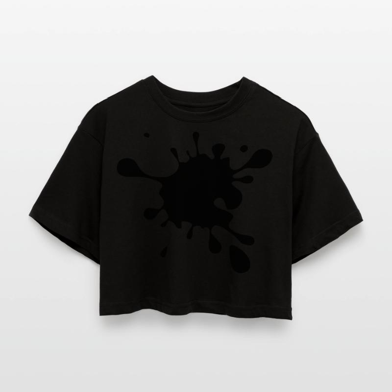 splash Klecks Fleck malen Farbklecks Farbe Schmutz Frauen Oversized Cropped T-Shirt