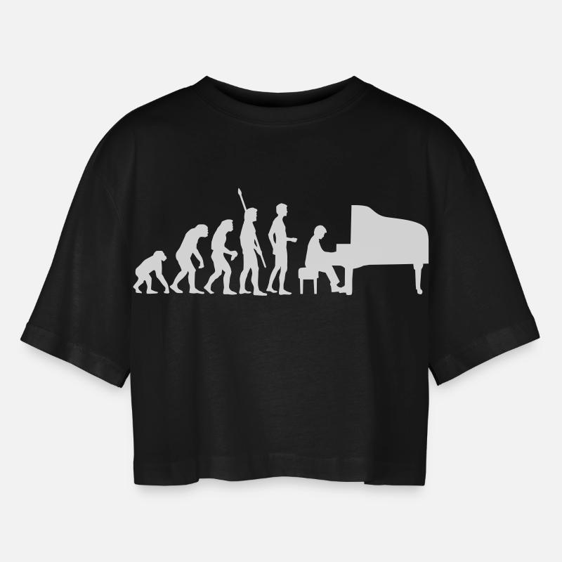 evolution_pianist - Women’s Oversized Cropped T-Shirt - black