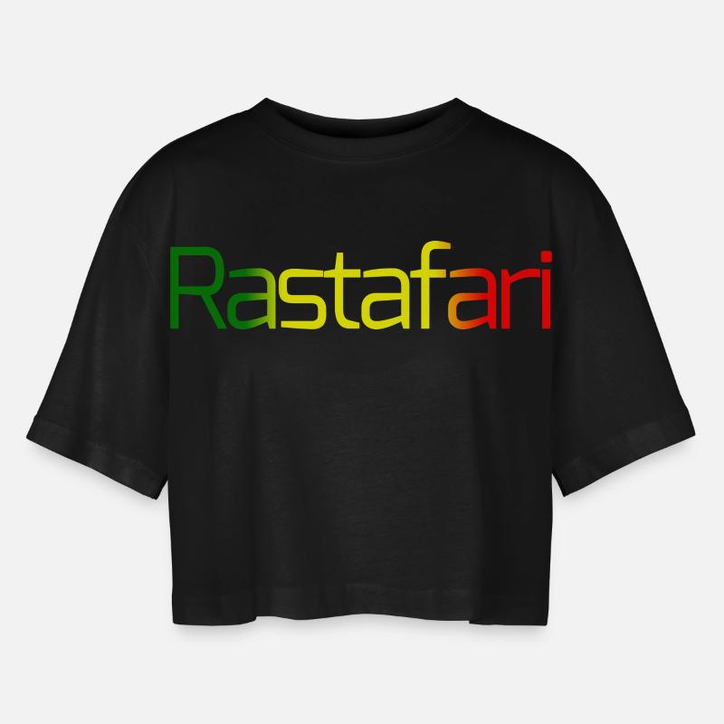 Rastafari - Women’s Oversized Cropped T-Shirt - black
