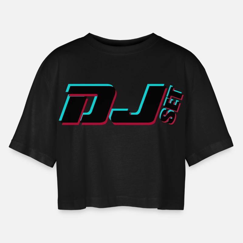 Dj - Women’s Oversized Cropped T-Shirt - black