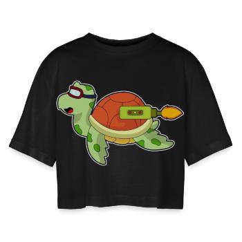 Fusée de tortue - T-shirt court oversize Femme - noir - Devant - AI Model Female 172 light (172cm)