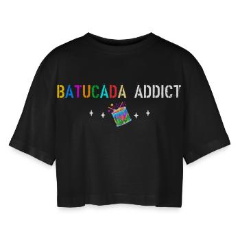 Batucada addict - Women’s Oversized Cropped T-Shirt - black - Front - AI Model Female 172 light (172cm)