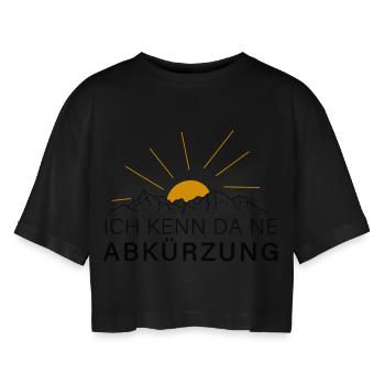 ich kenn da ne abkürzung berge orientierungssinn - Frauen Oversized Cropped T-Shirt - Schwarz - Vorne - AI Model Female 172 light (172cm)