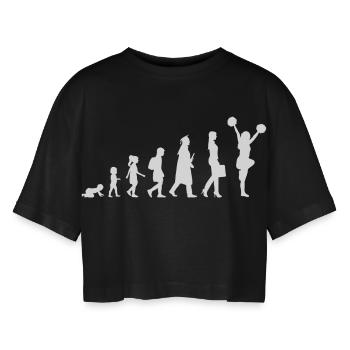 Evolution Of A Cheerleader - Women’s Oversized Cropped T-Shirt - black - Front - AI Model Female 172 light (172cm)