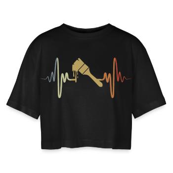 Vintage Malerbürste - Frauen Oversized Cropped T-Shirt - Schwarz - Vorne - AI Model Female 172 light (172cm)