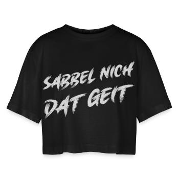 Ne bave pas, conception de dialecte amusante - T-shirt court oversize Femme - noir - Devant - AI Model Female 172 light (172cm)